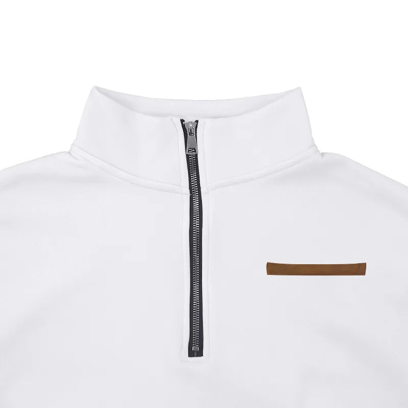 Men's Heavy Fleece Sweater - Half-Zip Stand Collar Pullover