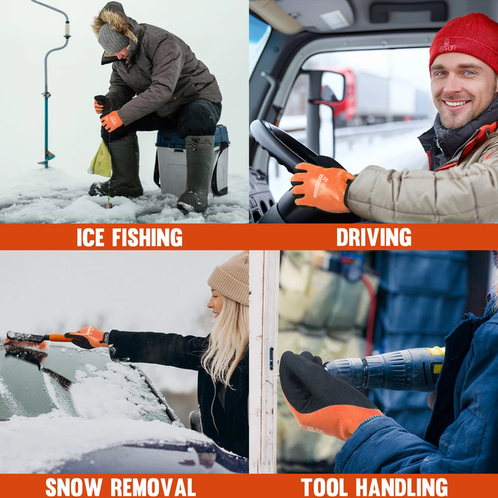 Handlandy Waterproof Work Gloves For Cold Weather Fully Submerged Rubber Warm Lining Winter Outdoor Work Gloves product image showing features or usage