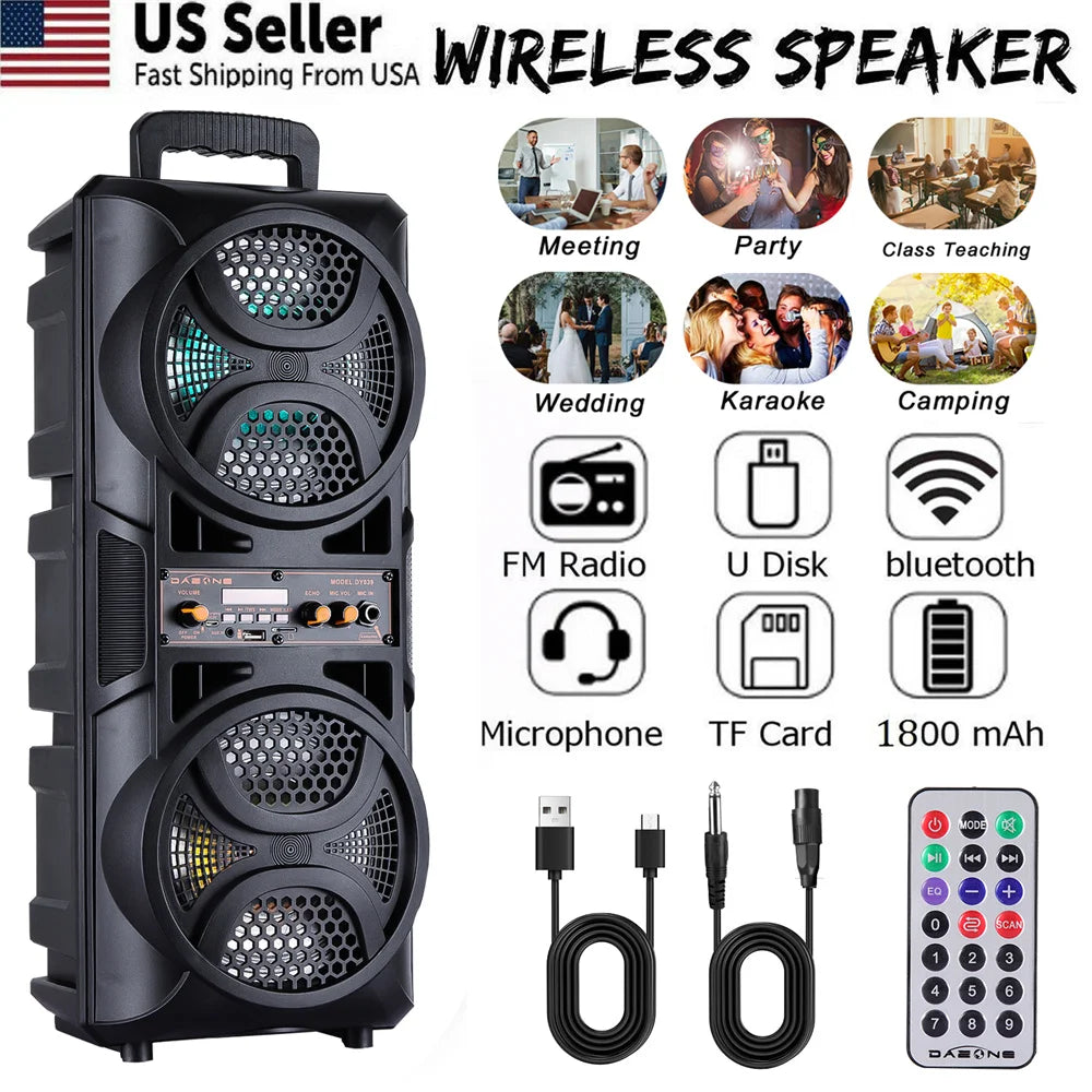 SmartGearPros 3000W Bluetooth Speaker – Portable Subwoofer Boombox with Deep Bass, LED Lights & Mic Support