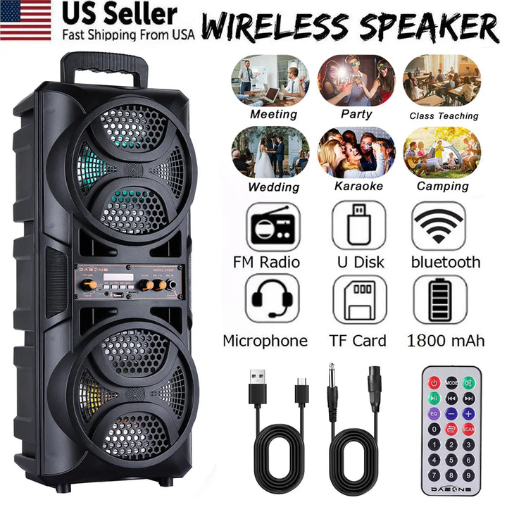 SmartGearPros 3000W Bluetooth Speaker – Portable Subwoofer Boombox with Deep Bass, LED Lights & Mic Support