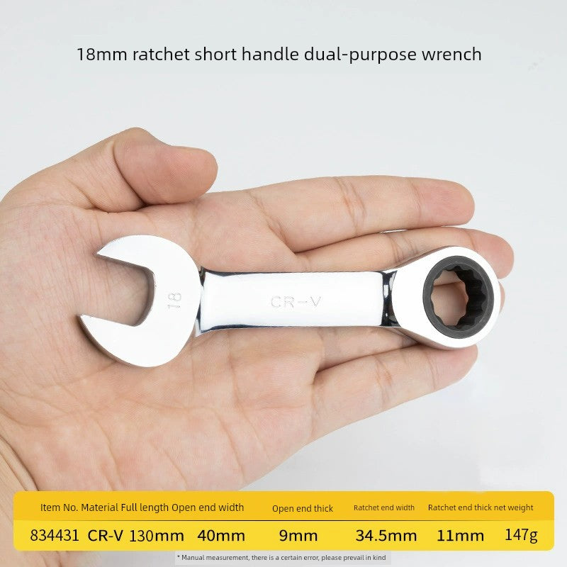 SmartGearPros Short Handle Fast Ratchet Wrench – Dual-Purpose, Labor-Saving, Offset Spanner (10-13mm)