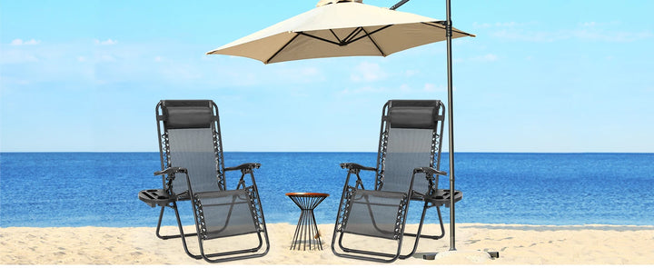JHK Zero Gravity Recliner Set – 2-Pack Portable Outdoor Lounge Chairs
