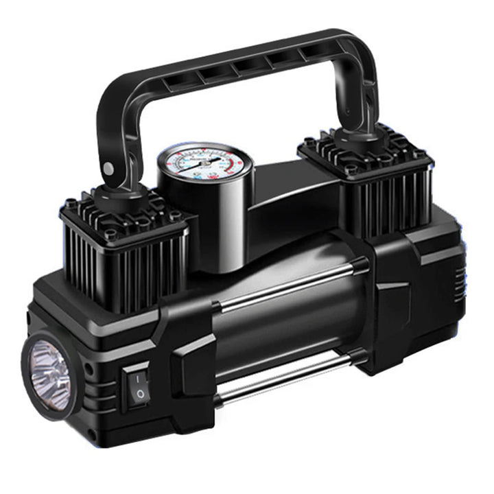 12V 150Psi Mini Air Compressor Dual Cylinder Heavy Duty Tire Inflator With Led Light Car Electric Air Pump Auto Inflatable Pump product image showing features or usage