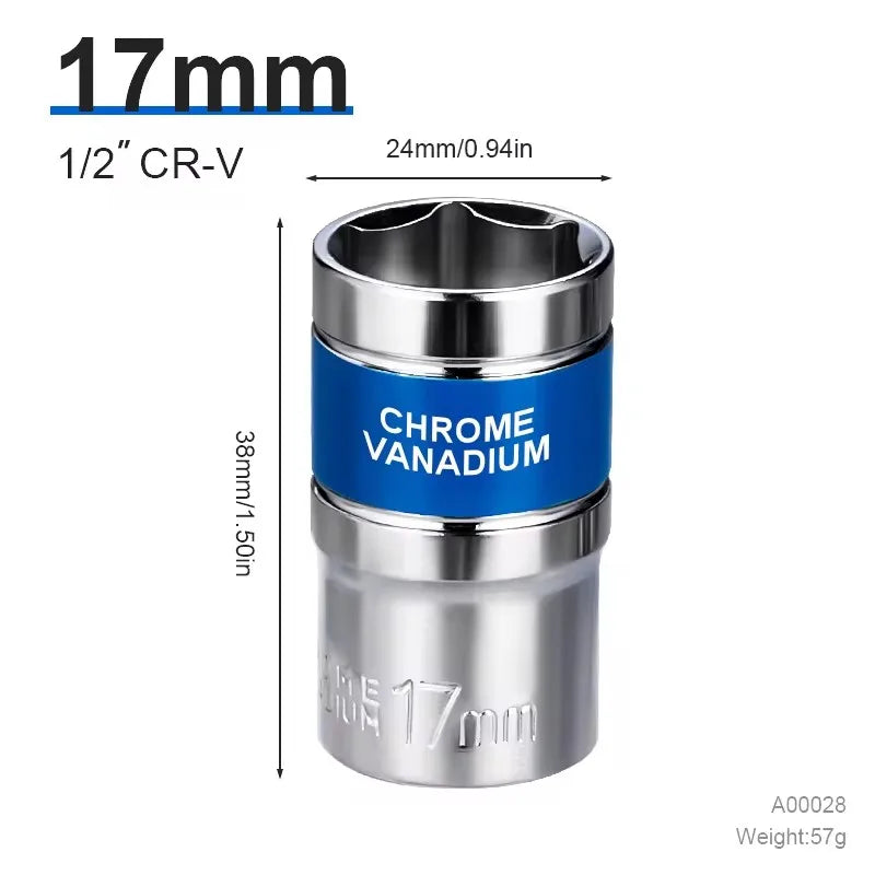 NIUXIANG 1/2" Drive Deep Impact Socket – Metric Chromium-Vanadium Steel