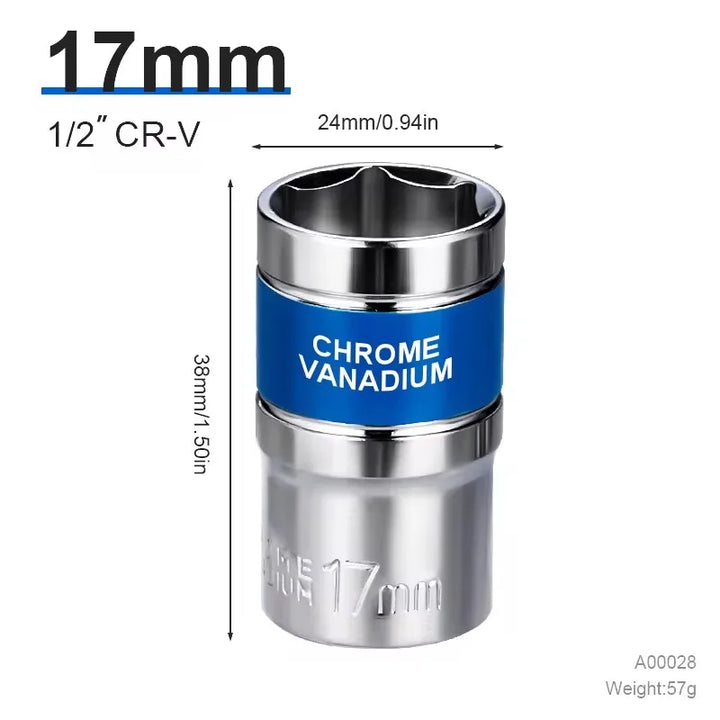 NIUXIANG 1/2" Drive Deep Impact Socket – Metric Chromium-Vanadium Steel