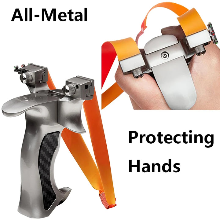 Metallic tool with orange straps and text 'All-Metal' and 'Protecting Hands'.