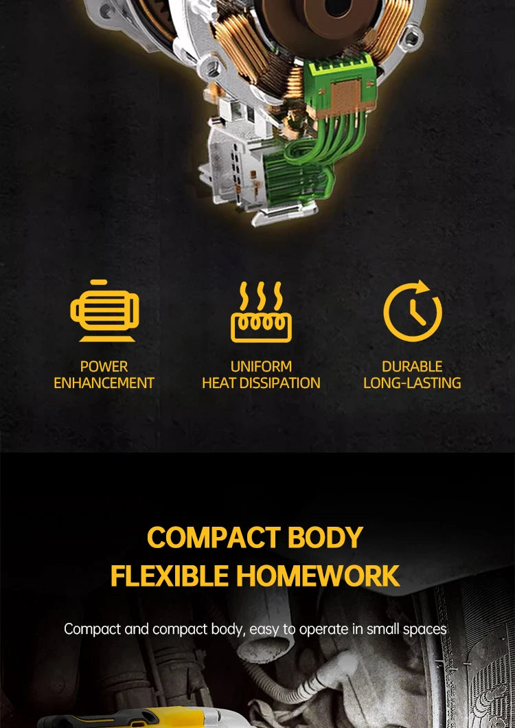Compact cordless impact wrench with LED work light