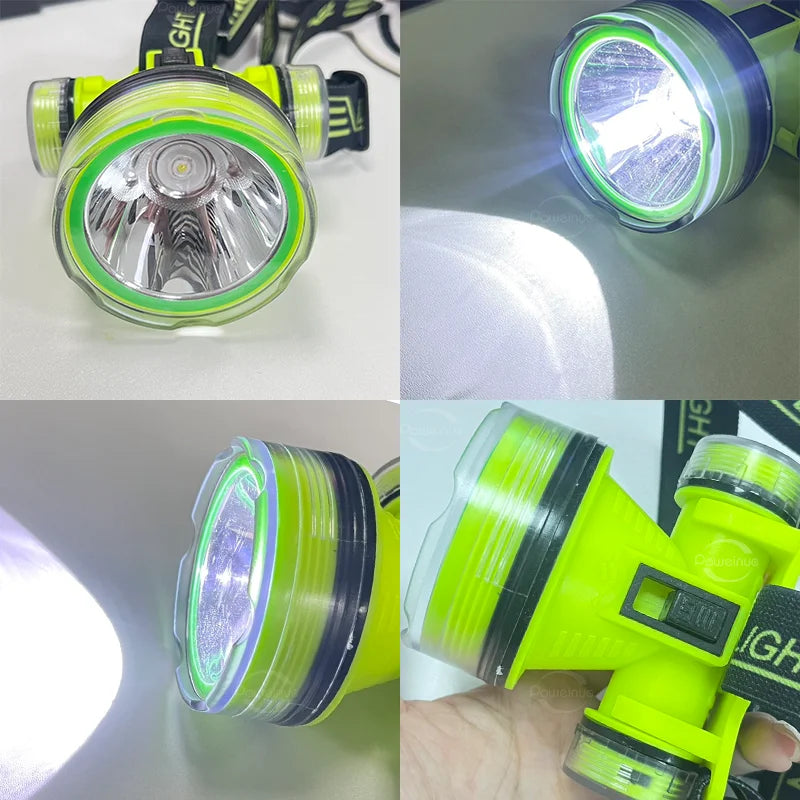 Professional Diving Led Headlamp Portable Rechargeable Usb Diving 500M Underwater Headlight Diver Spearfishing Head Flashlight product image showing features or usage