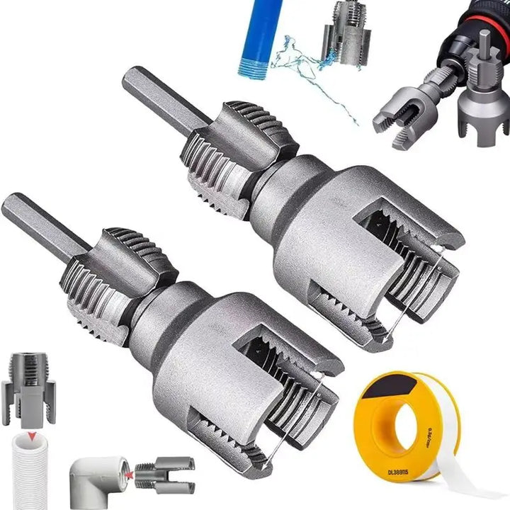 SmartGearPros DN15/DN20 Double-Ended Pipe Threading Tool - Electric Drill Adapter