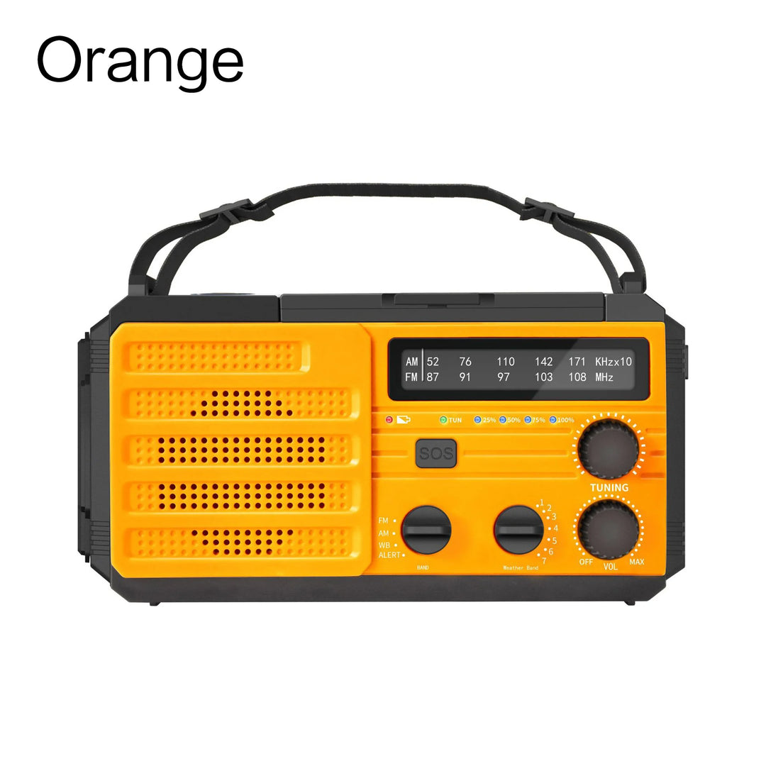 SmartGearPros Emergency Weather Radio - FM AM WB Hand Crank Solar USB Charging 2000mAh Power Bank LED Flashlight