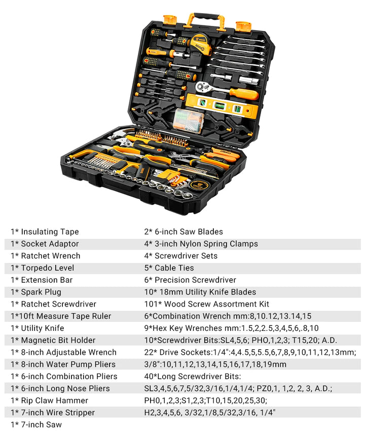 SmartGearPros DEKO 228-Piece Socket Wrench Auto Repair Tool Set with Storage Case