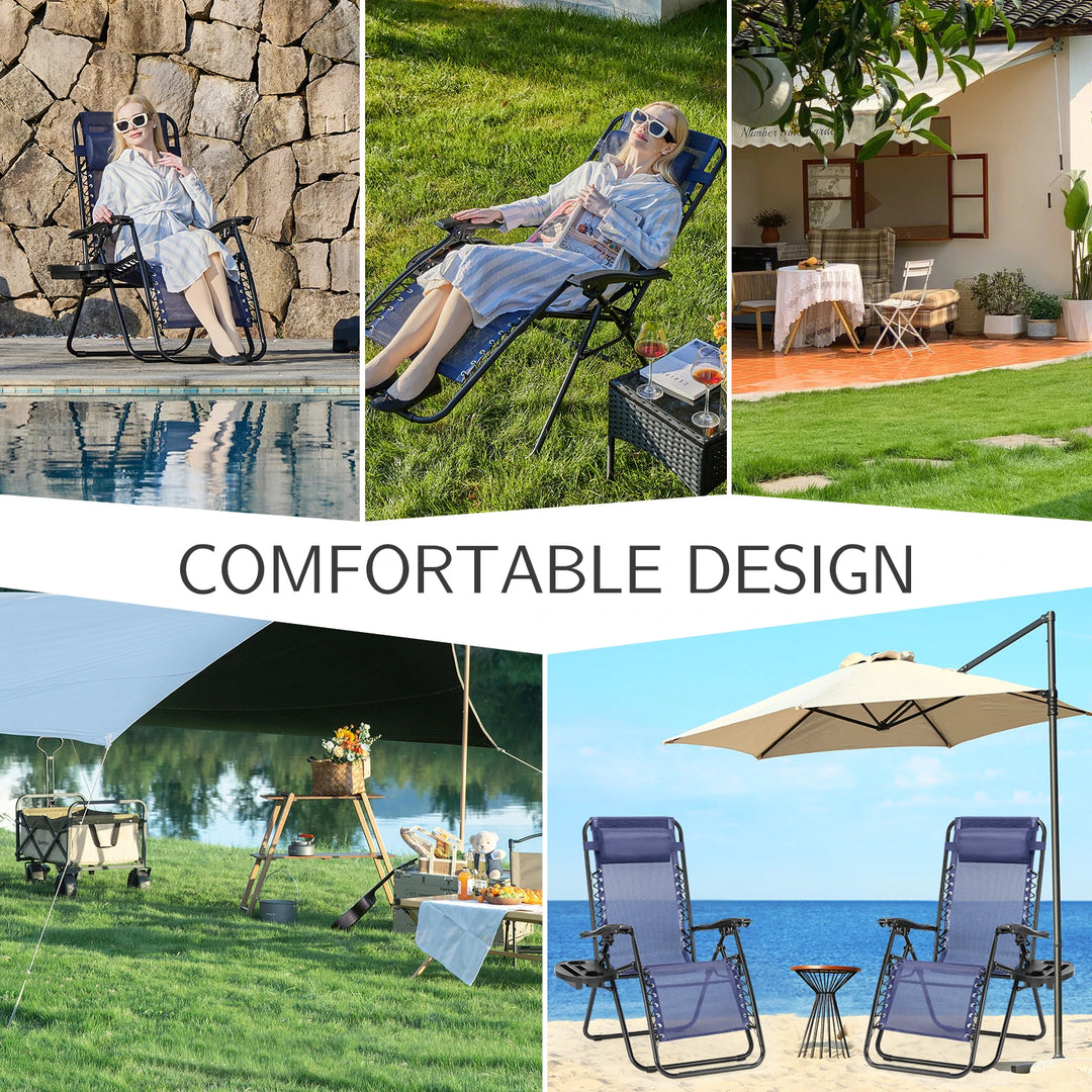 JHK Zero Gravity Recliner Set – 2-Pack Portable Outdoor Lounge Chairs