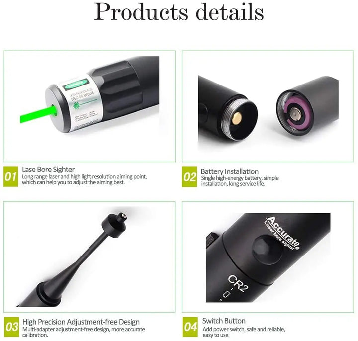 SmartGearPros Green Laser BoreSighter Kit - .177 to .50 Caliber Rifles & Handguns