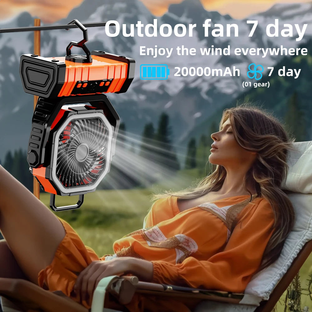 SmartGearPros 20000mAh Rechargeable Fan – Portable Cooling Power for Camping, Garage & Emergency Use