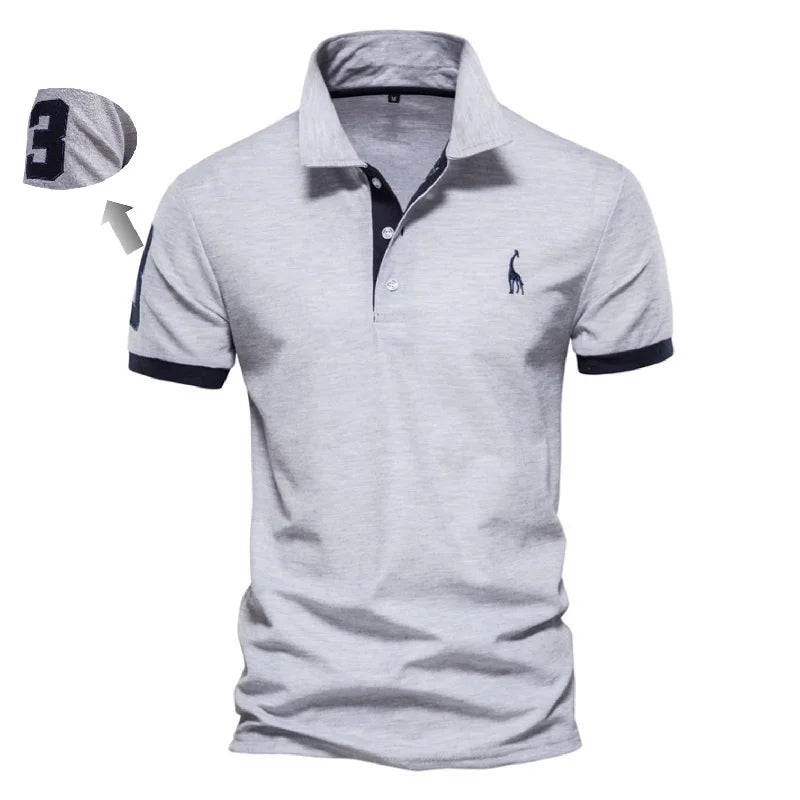 SmartGearPros Embroidered Polo – Men’s Cotton Shirt with Giraffe Design for Casual Class