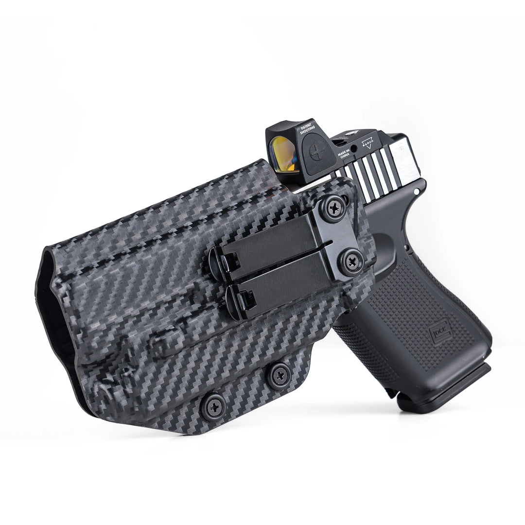 SmartGearPros IWB Kydex Holster for Glock 19 - Olight Baldr S Tactical Flashlight Optic Cut Appendix