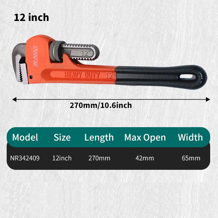 SmartGearPros Heavy Duty Pipe Wrench - 8/10/12/14/18 Inch Carbon Steel Plumbing Spanner Universal Adjustable Clamp
