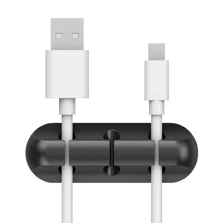SmartGearPros Silicone USB Cable Organizer – 3/5/7-Hole Cable Winder for Desk, Car, or Wall Mounting
