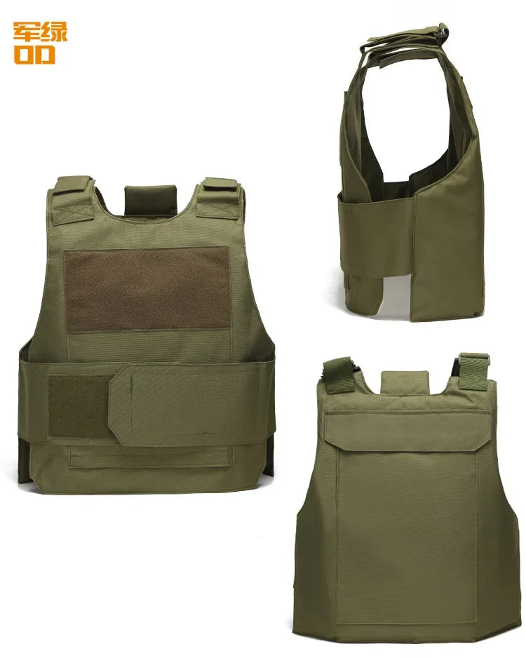 Green tactical vest shown from multiple angles on a white background