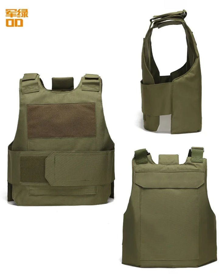 Green tactical vest shown from multiple angles on a white background