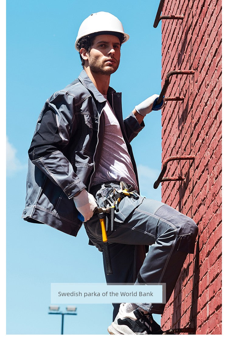Swedish Baoshiji B129 Kneecap Protection Parka Wear Resistant Wear Resistant Labor Protection Solid Maintenance Ship Work Clothes Work Pants product image showing features or usage