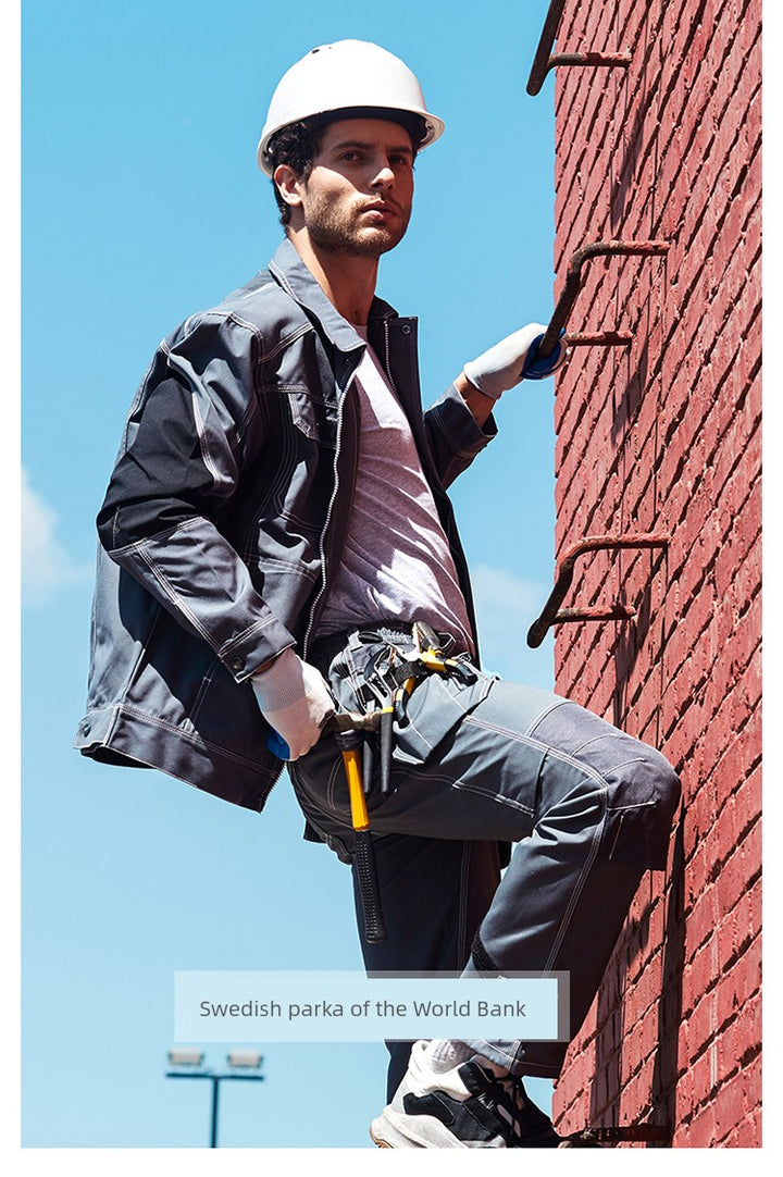 Swedish Baoshiji B129 Kneecap Protection Parka Wear Resistant Wear Resistant Labor Protection Solid Maintenance Ship Work Clothes Work Pants product image showing features or usage