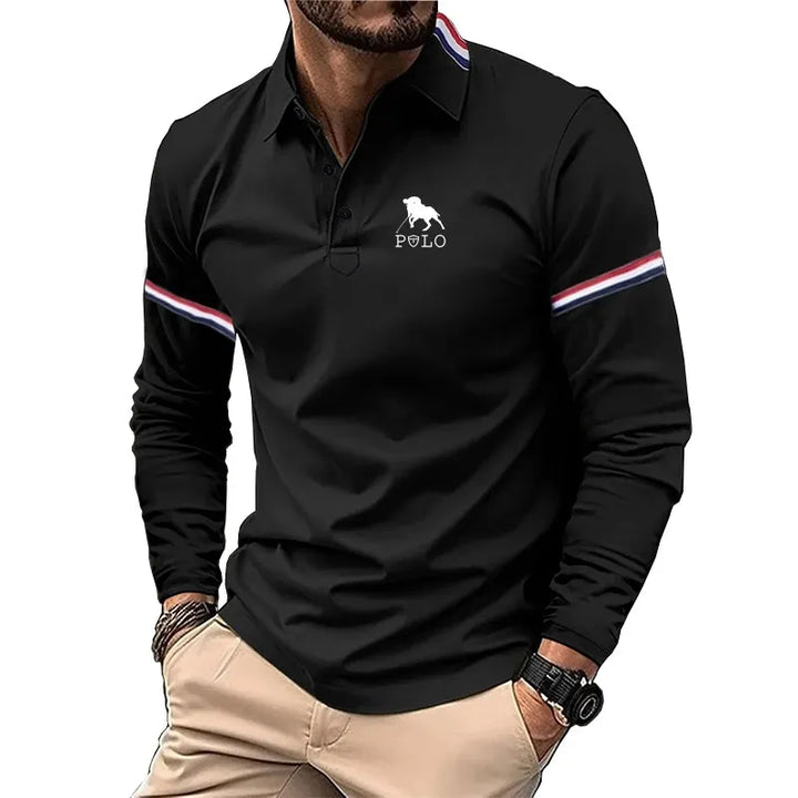 Man wearing a black polo shirt
