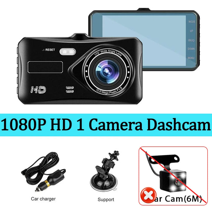 1080P Front & Rear Dash Cam – 4-inch Touchscreen