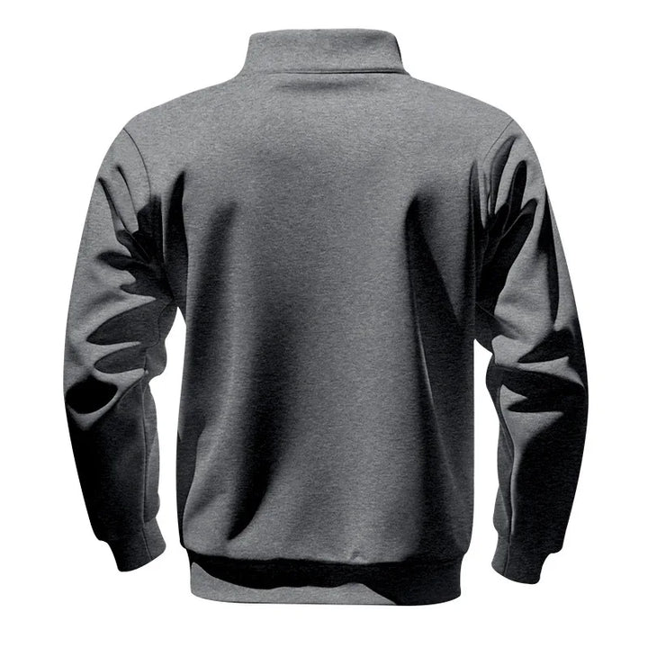 Men's Heavy Fleece Sweater - Half-Zip Stand Collar Pullover
