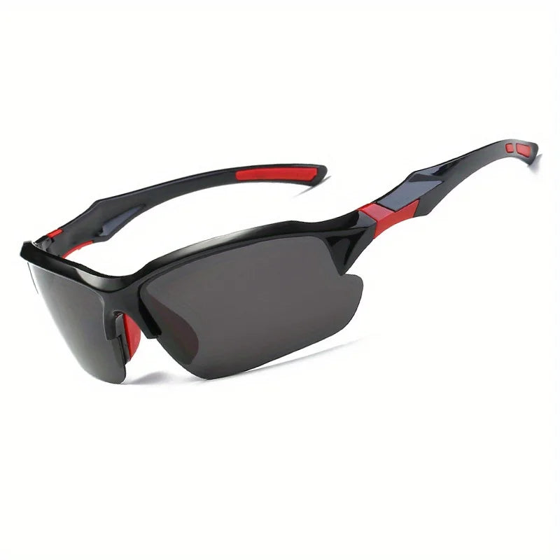 Sunglasses with black and red frame on a white background