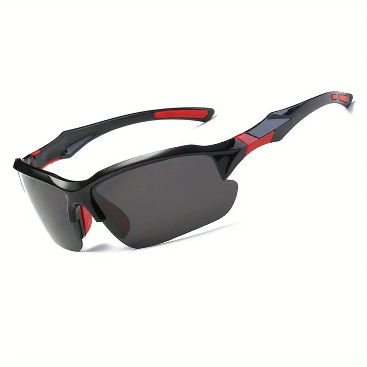 Sunglasses with black and red frame on a white background