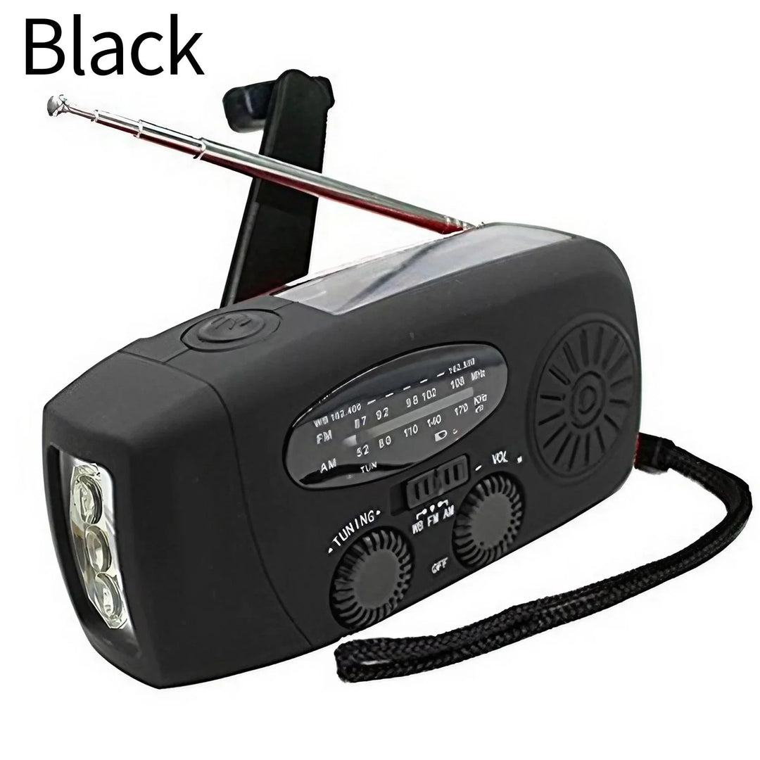 SmartGearPros Emergency Weather Radio - FM AM WB Hand Crank Solar USB Charging 2000mAh Power Bank LED Flashlight
