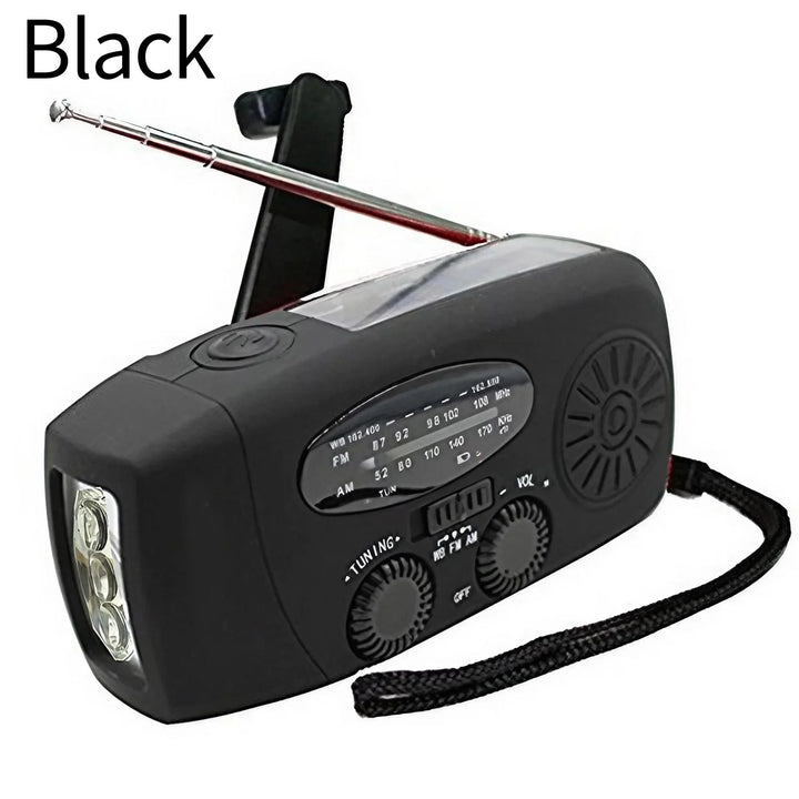 SmartGearPros Emergency Weather Radio - FM AM WB Hand Crank Solar USB Charging 2000mAh Power Bank LED Flashlight