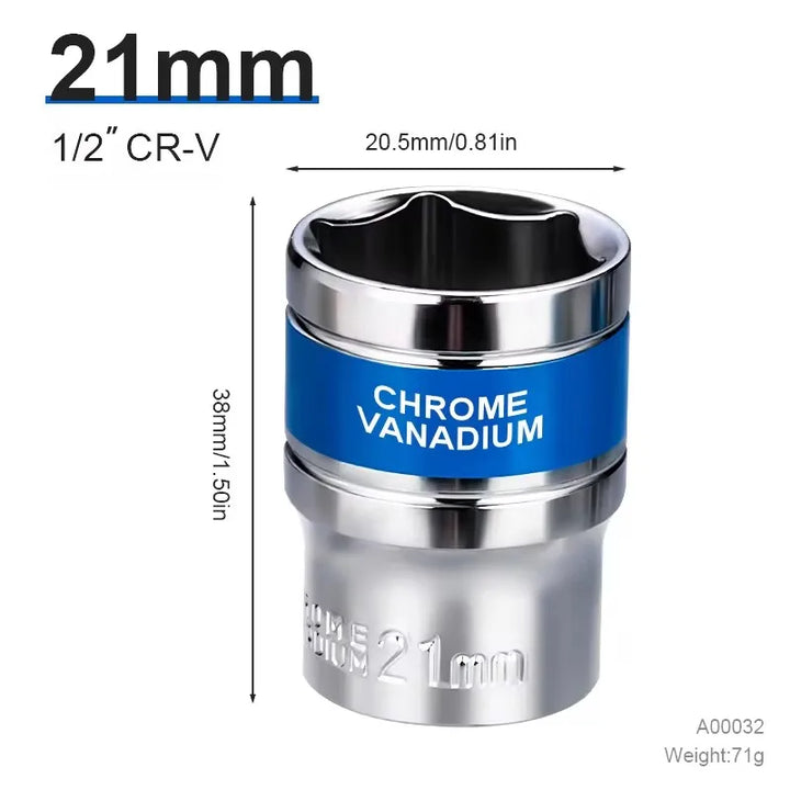 NIUXIANG 1/2" Drive Deep Impact Socket – Metric Chromium-Vanadium Steel