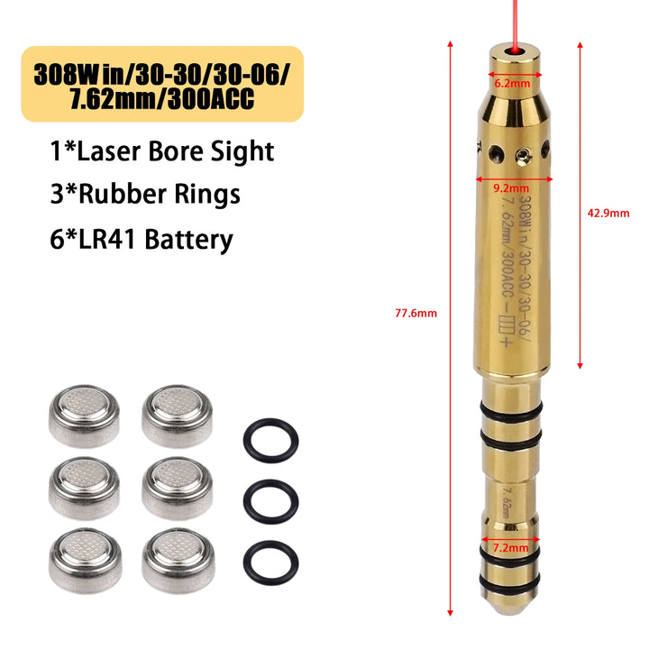 Laser Bore Sight – Red Dot Cartridge Boresighter for Multiple Calibers
