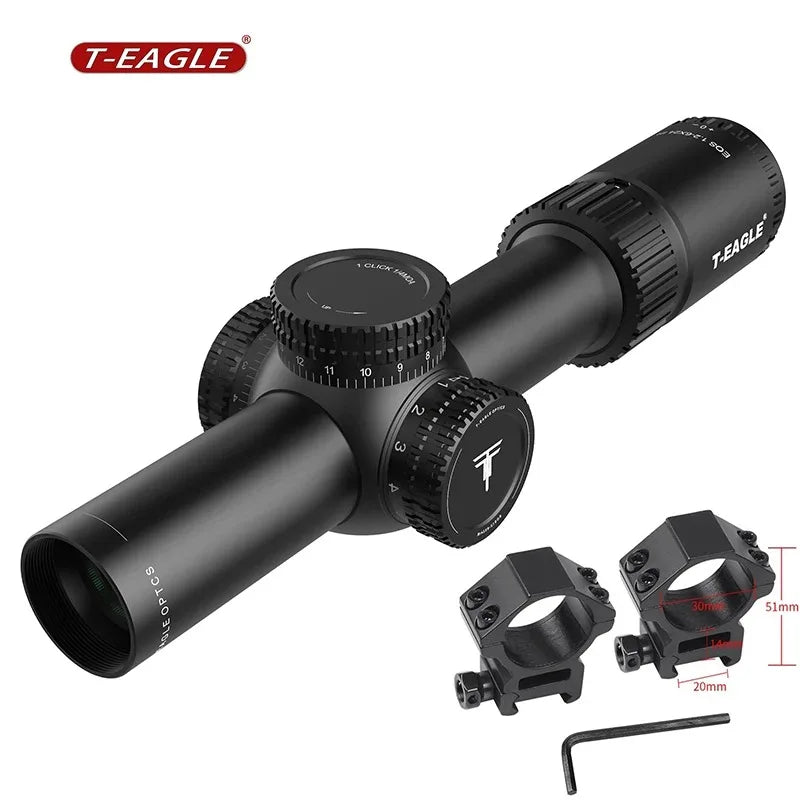 SmartGearPros T-EAGLE EOS 1.2-6 X24 IR Tactical LPVO Riflescope - Hunting Optical Collimator Air Gun