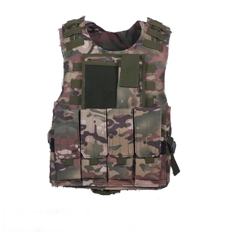 Camouflage tactical vest on a white background