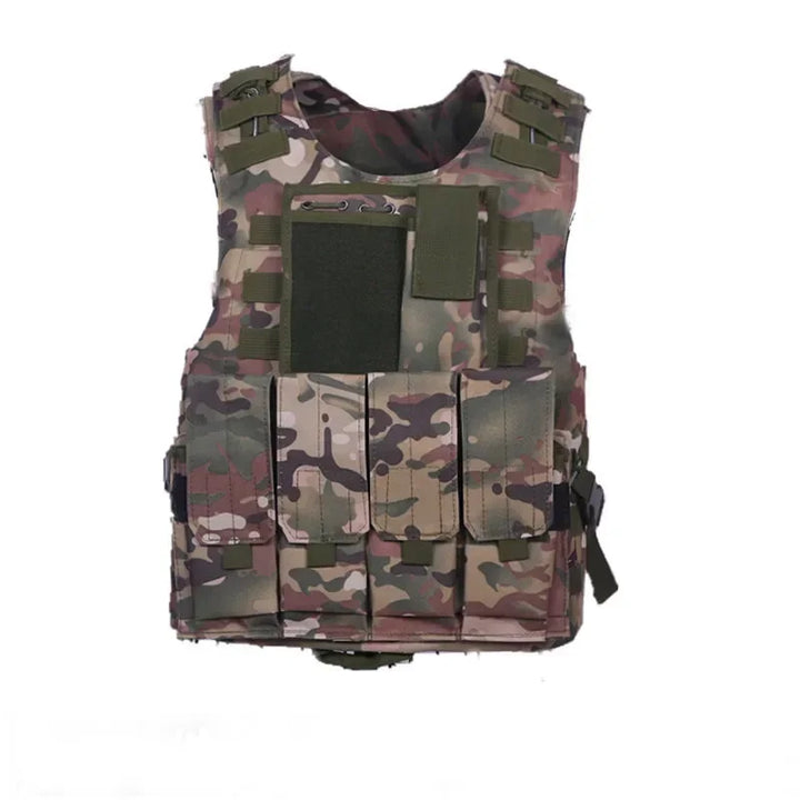 Camouflage tactical vest on a white background