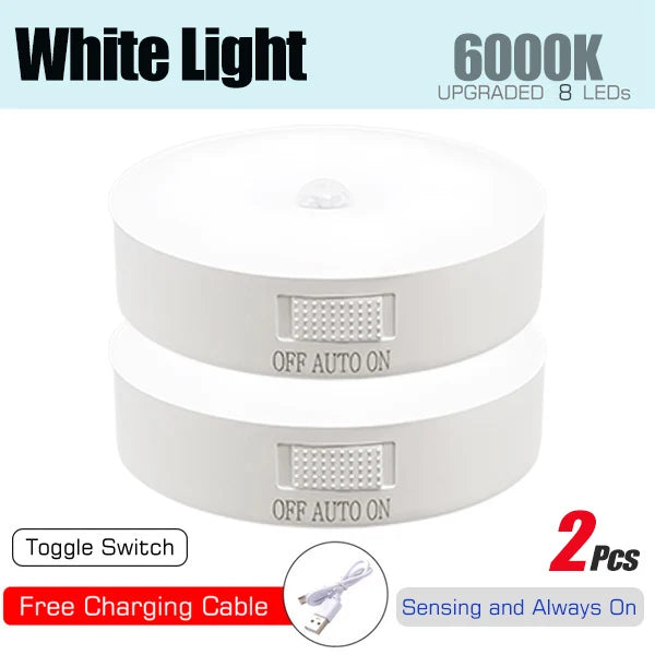 SmartGearPros Motion Sensor Night Light - USB Rechargeable LED Lamp for Kitchen Bedroom Stairs Hallway Cabinet Closet Wardrobe