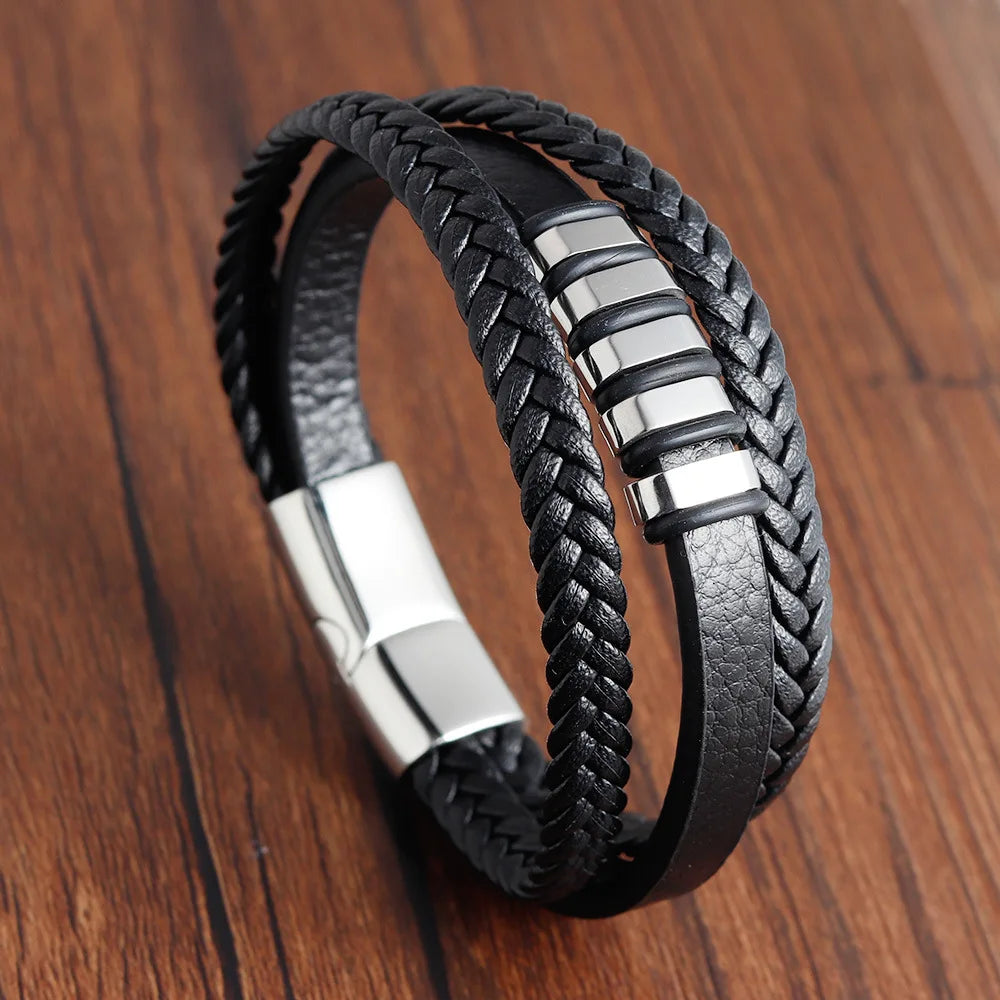 SmartGearPros Men's Rope Bracelet – Stainless Steel Charm Wristband for Style, Strength & Gifting