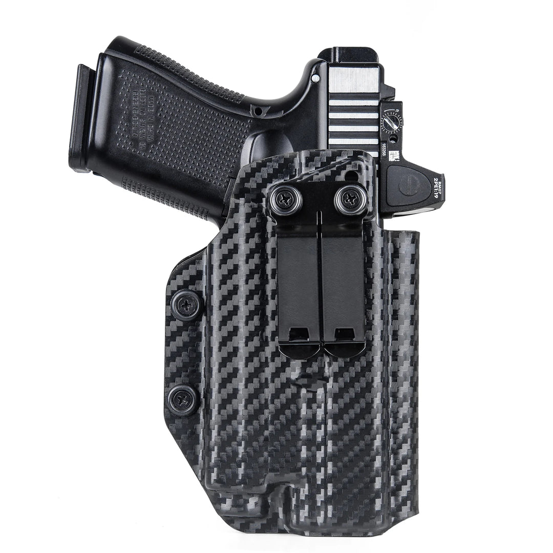 SmartGearPros IWB Kydex Holster for Glock 19 - Olight Baldr S Tactical Flashlight Optic Cut Appendix