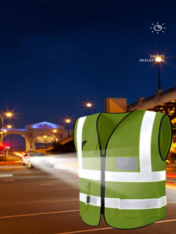 SmartGearPros SmartGearPros Multi-Pocket High-Visibility Safety Vest – Breathable Reflective Workwear for Construction, Traffic Control & Outdoor Safety