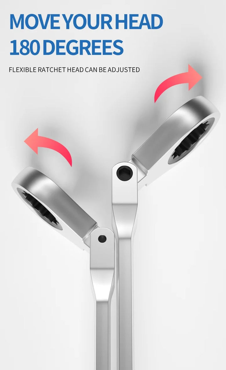 Wrench shown in folded position for easy storage