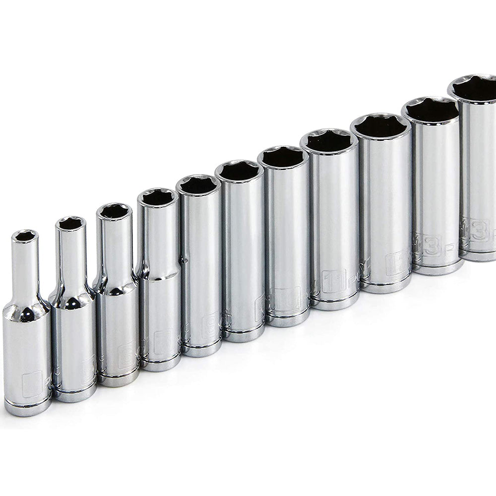 Skeyo 11-Piece Metric Deep Socket Set – 1/4" Drive 4-14mm Chrome
