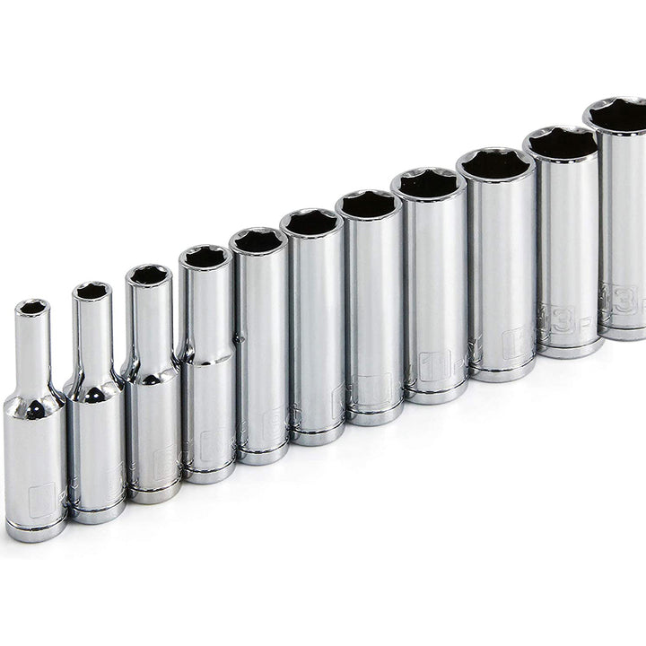Skeyo 11-Piece Metric Deep Socket Set – 1/4" Drive 4-14mm Chrome
