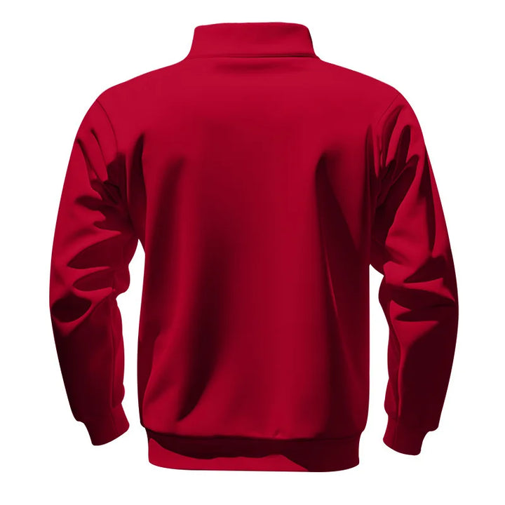 Men's Heavy Fleece Sweater - Half-Zip Stand Collar Pullover