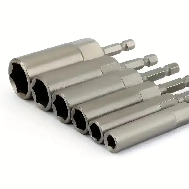 6pcs Magnetic Screwdriver Bit Kit for Electric Drill and Impact Drivers - Long Deep Nut Screw Adapter with Power Tools