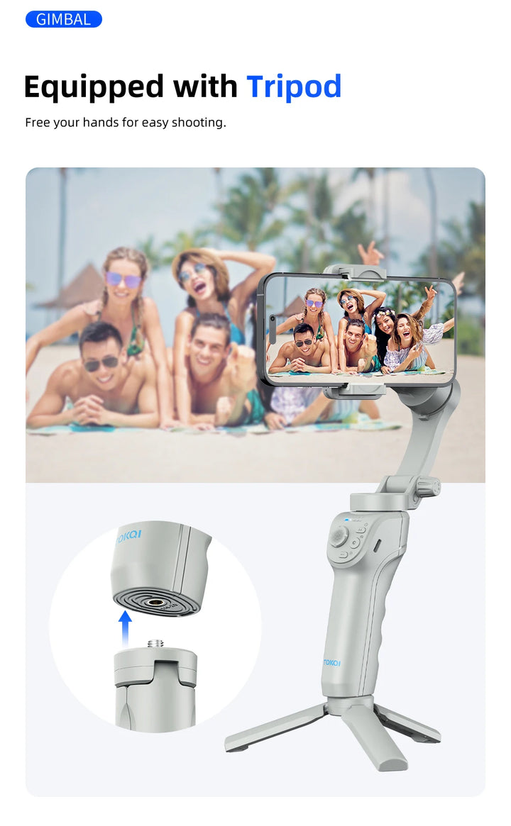 SmartGearPros 3-Axis Smartphone Gimbal – TOKQI M01 Handheld Stabilizer with Anti-Shake Tech & Add-On Options