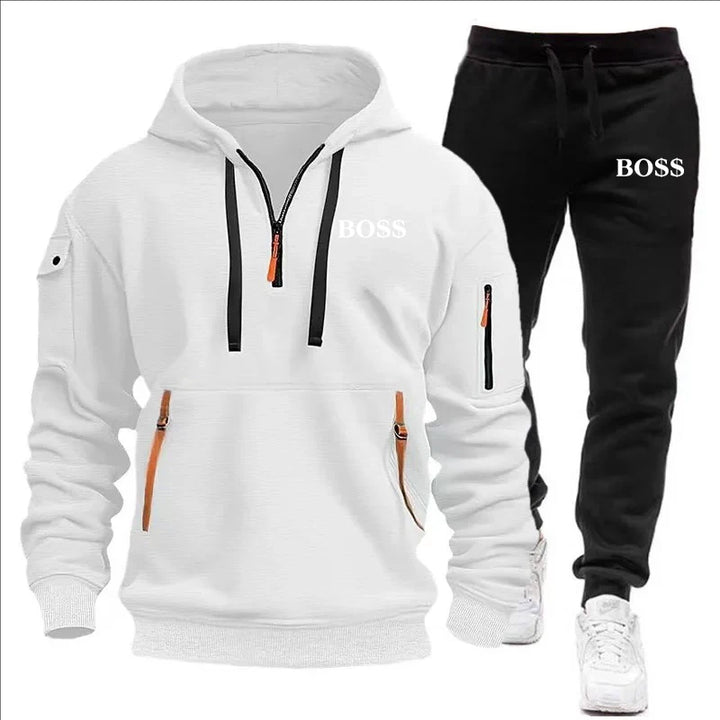 SmartGearPros Winter Tracksuit Set – Thick Zipper Hoodie + Joggers for Men’s Cold Weather Comfort