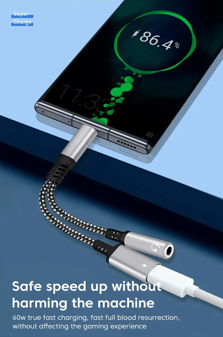 SmartGearPros USB-C to 3.5mm Adapter – 2-in-1 Audio + Charging Converter for Type-C Devices